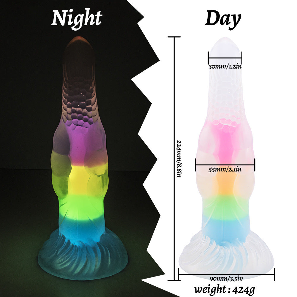 Rainbow Luminous Anal Plug with Suction Cup Sex Toy 6.5 Inch