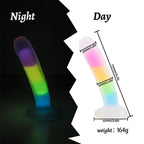 Rainbow Luminous Anal Plug with Suction Cup Sex Toy 6.5 Inch