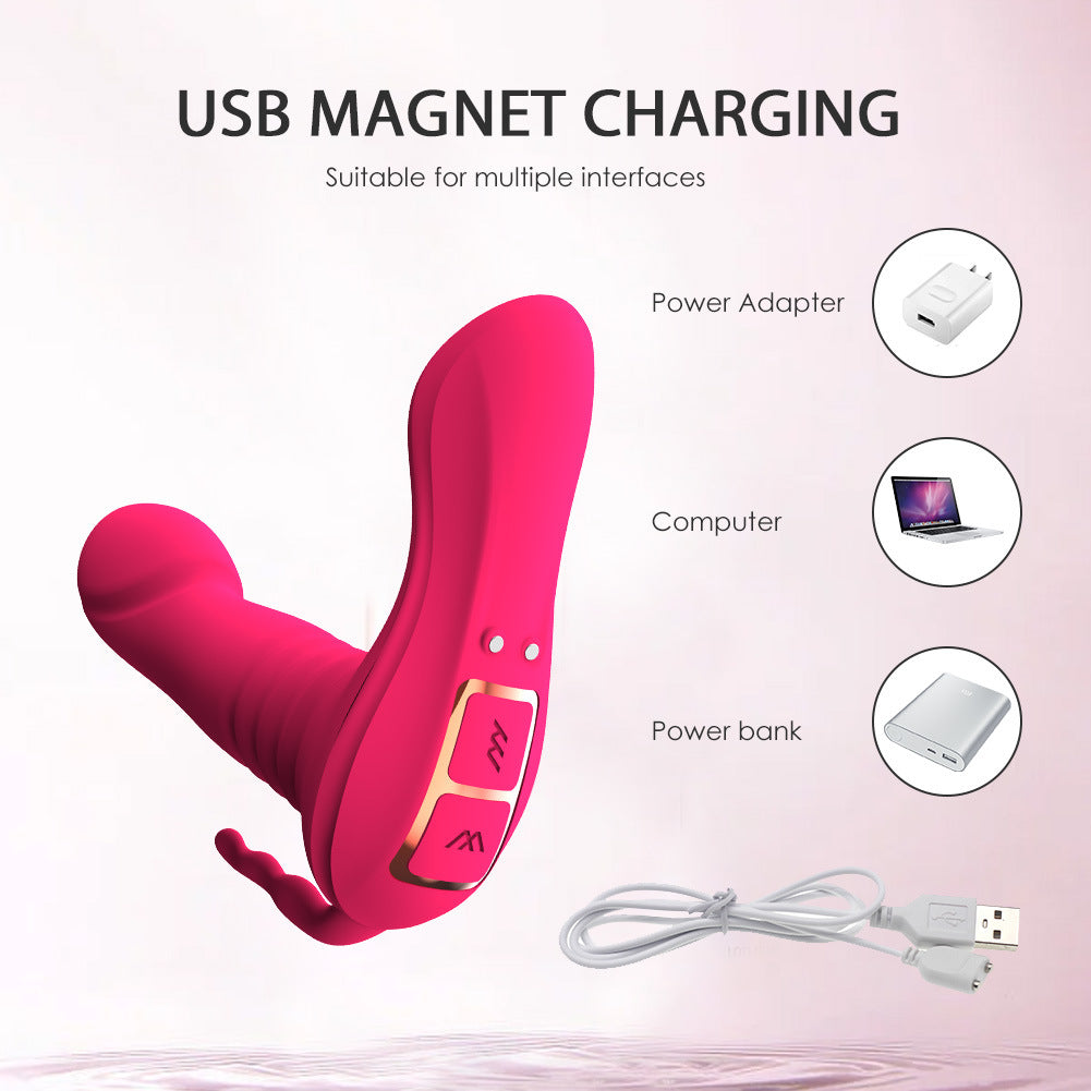 Pink Female Vibrator Strap on Thrusting Dildo APP Control
