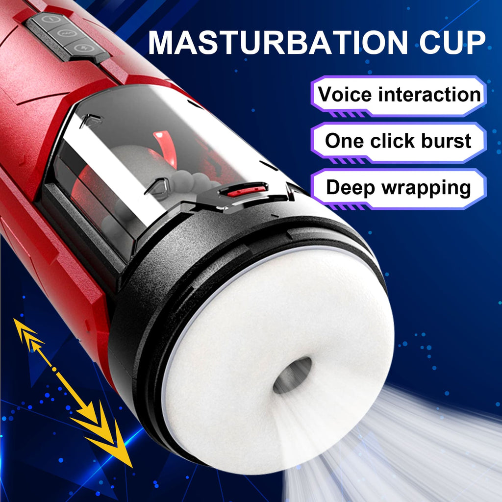 【One-Click Climax】Automatic Male Stroker with Ring with 7 Thrusting & Vibration Modes for Stimulation Electric Pocket Pussy Male Stroker Toy, Adult Male Sex Toys for Men