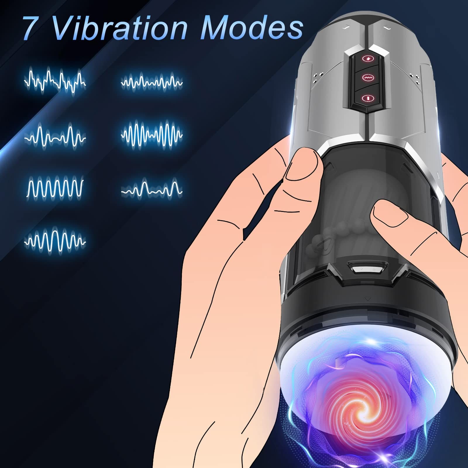 【One-Click Climax】Automatic Male Stroker with Ring with 7 Thrusting & Vibration Modes for Stimulation Electric Pocket Pussy Male Stroker Toy, Adult Male Sex Toys for Men