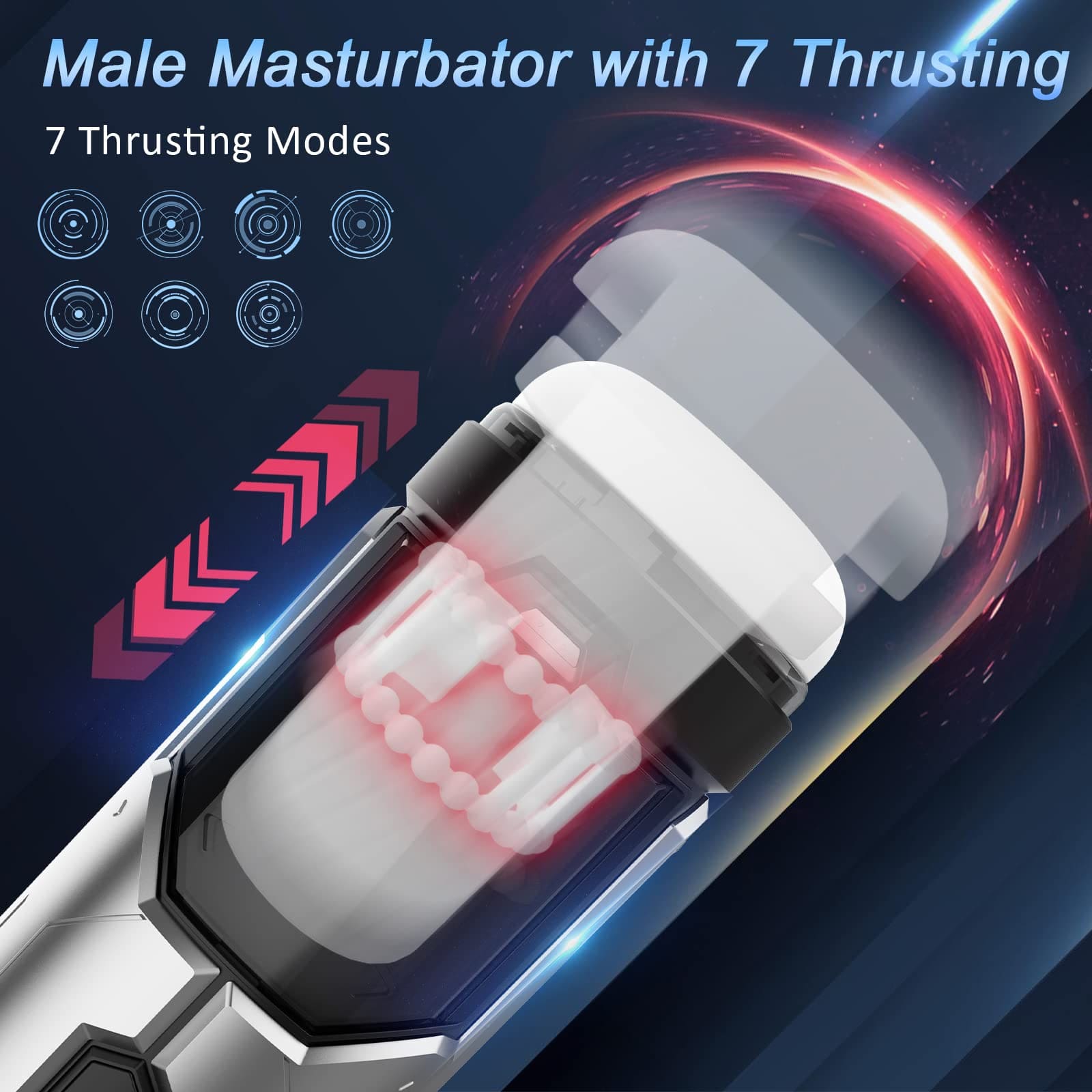 【One-Click Climax】Automatic Male Stroker with Ring with 7 Thrusting & Vibration Modes for Stimulation Electric Pocket Pussy Male Stroker Toy, Adult Male Sex Toys for Men