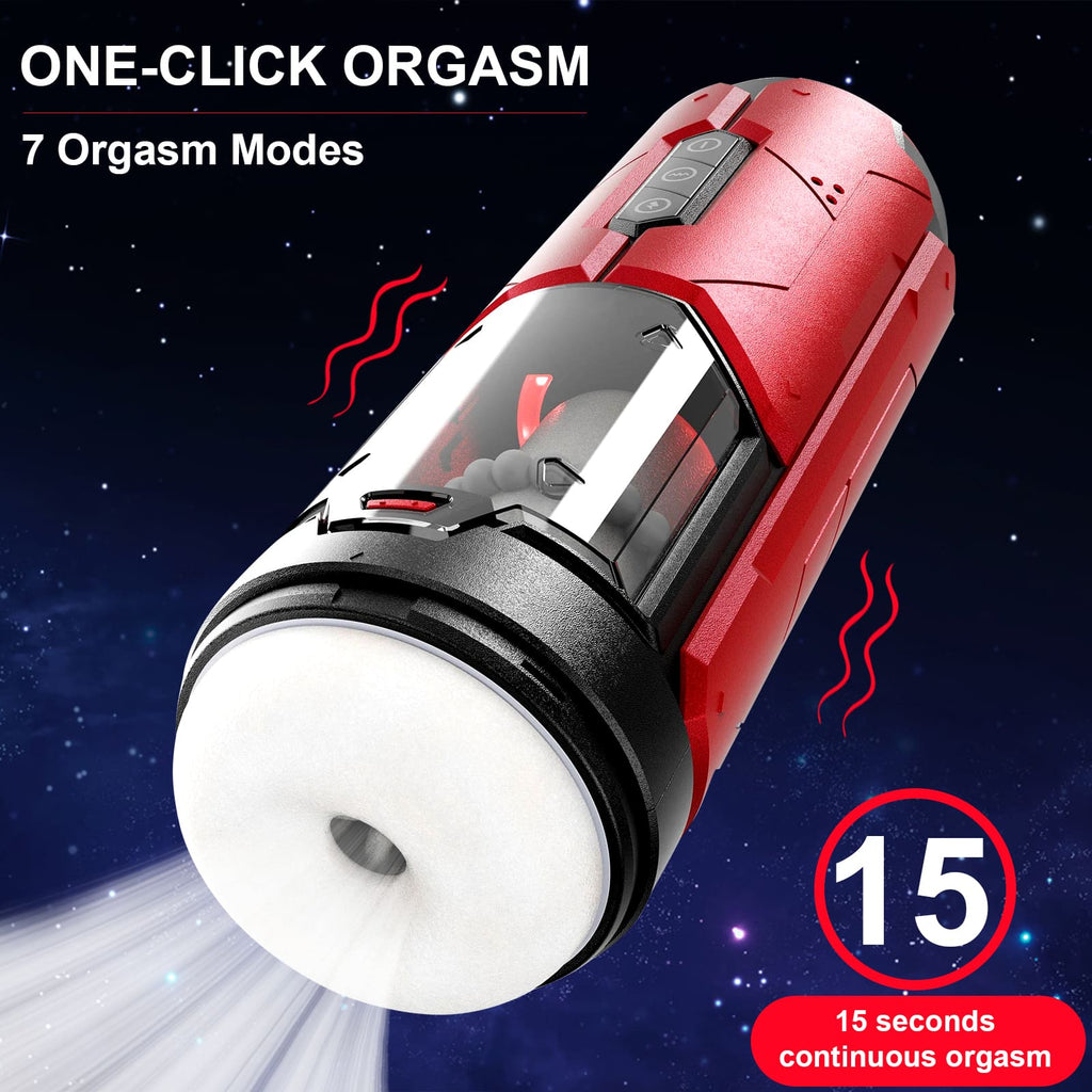 【One-Click Climax】Automatic Male Stroker with Ring with 7 Thrusting & Vibration Modes for Stimulation Electric Pocket Pussy Male Stroker Toy, Adult Male Sex Toys for Men