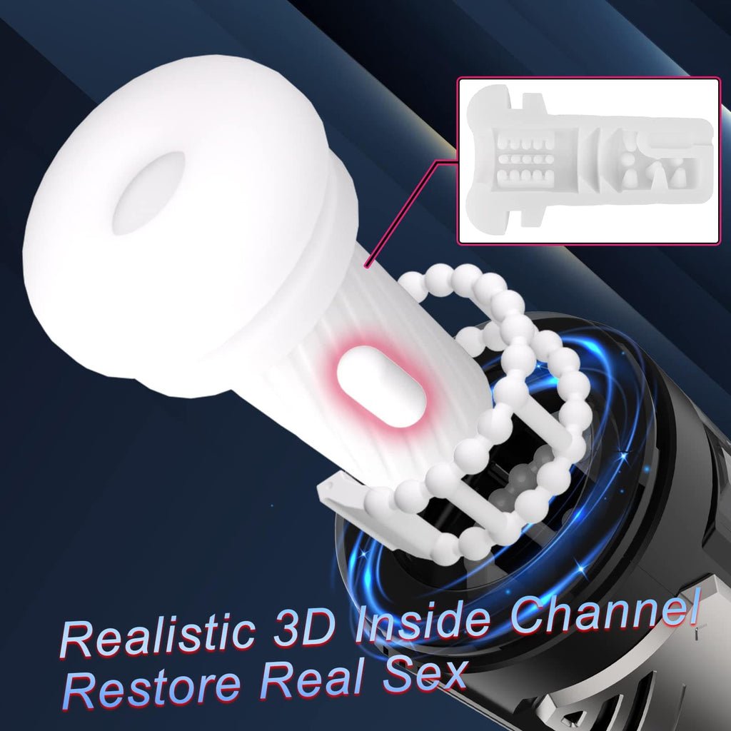 【One-Click Climax】Automatic Male Stroker with Ring with 7 Thrusting & Vibration Modes for Stimulation Electric Pocket Pussy Male Stroker Toy, Adult Male Sex Toys for Men