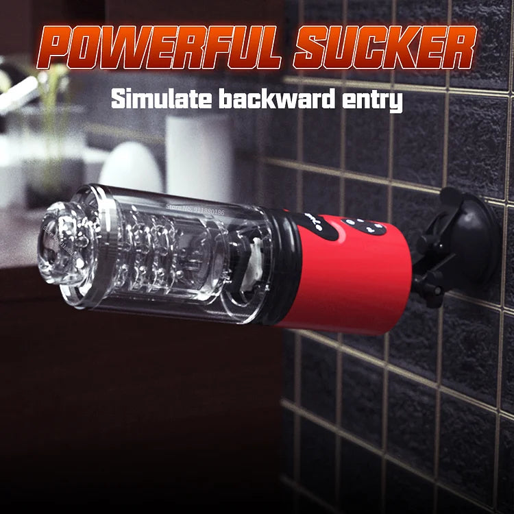 WaveRiderX Intelligent Multi-frequency Telescopic Rotation Sucking & Moaning Automatic Male Stroker with Suction Base
