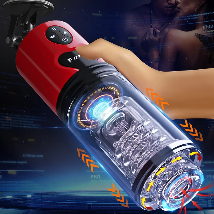 WaveRiderX Intelligent Multi-frequency Telescopic Rotation Sucking & Moaning Automatic Male Stroker with Suction Base