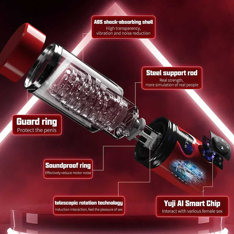 WaveRiderX Intelligent Multi-frequency Telescopic Rotation Sucking & Moaning Automatic Male Stroker with Suction Base