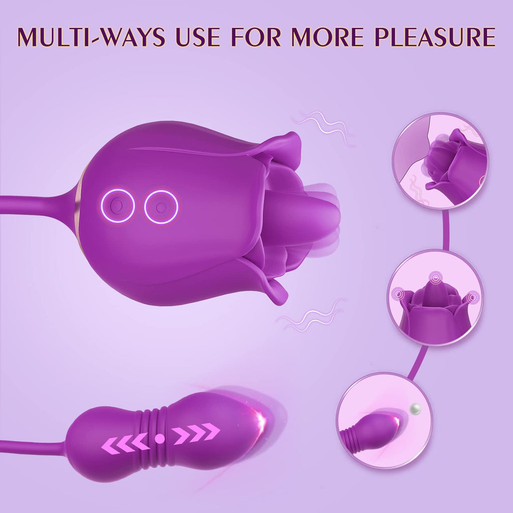 Rose Vibrating Tongue Licking Waterproof Vibrator