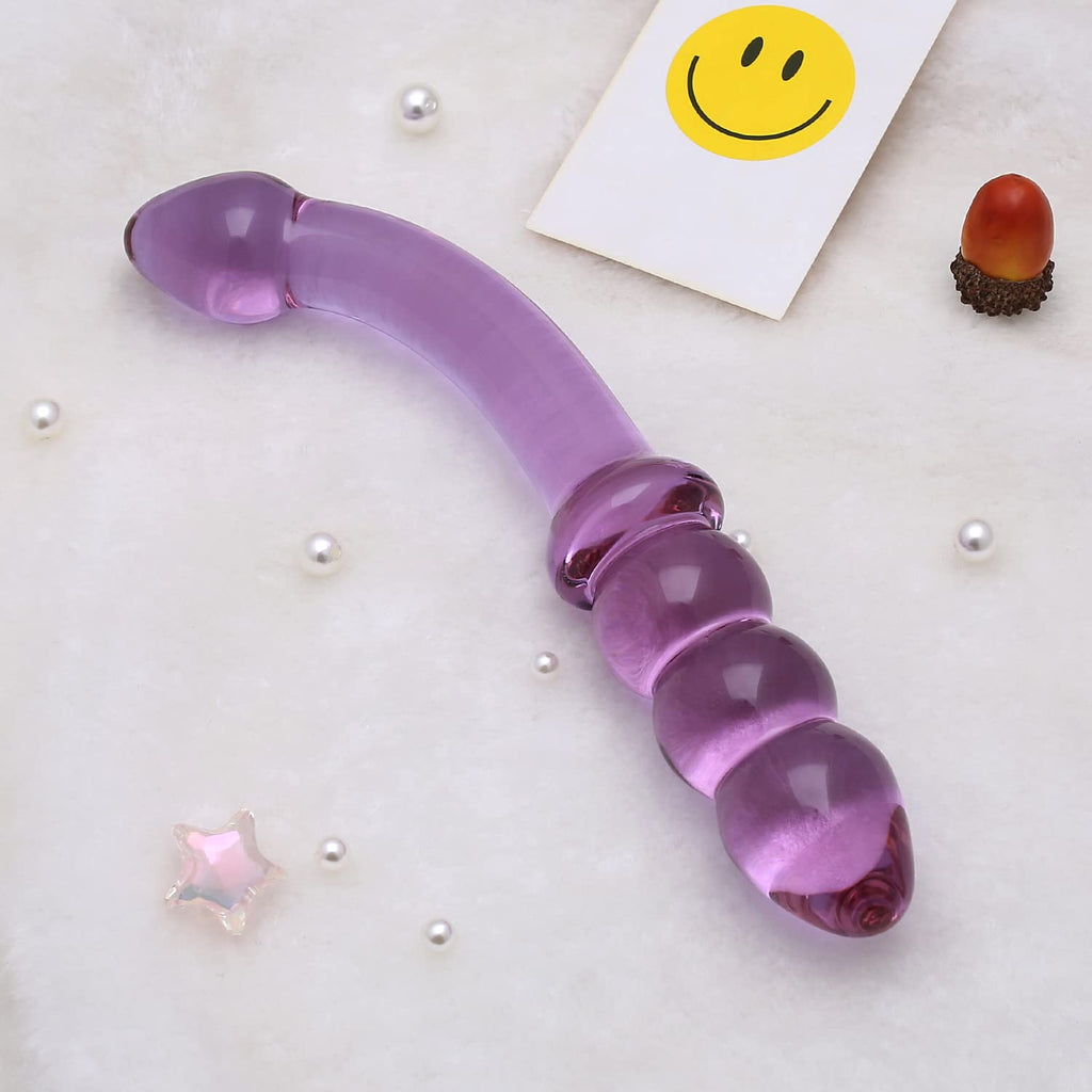 Purple & Pink & Transparent Crystal Glass Dildo G-spot Massager