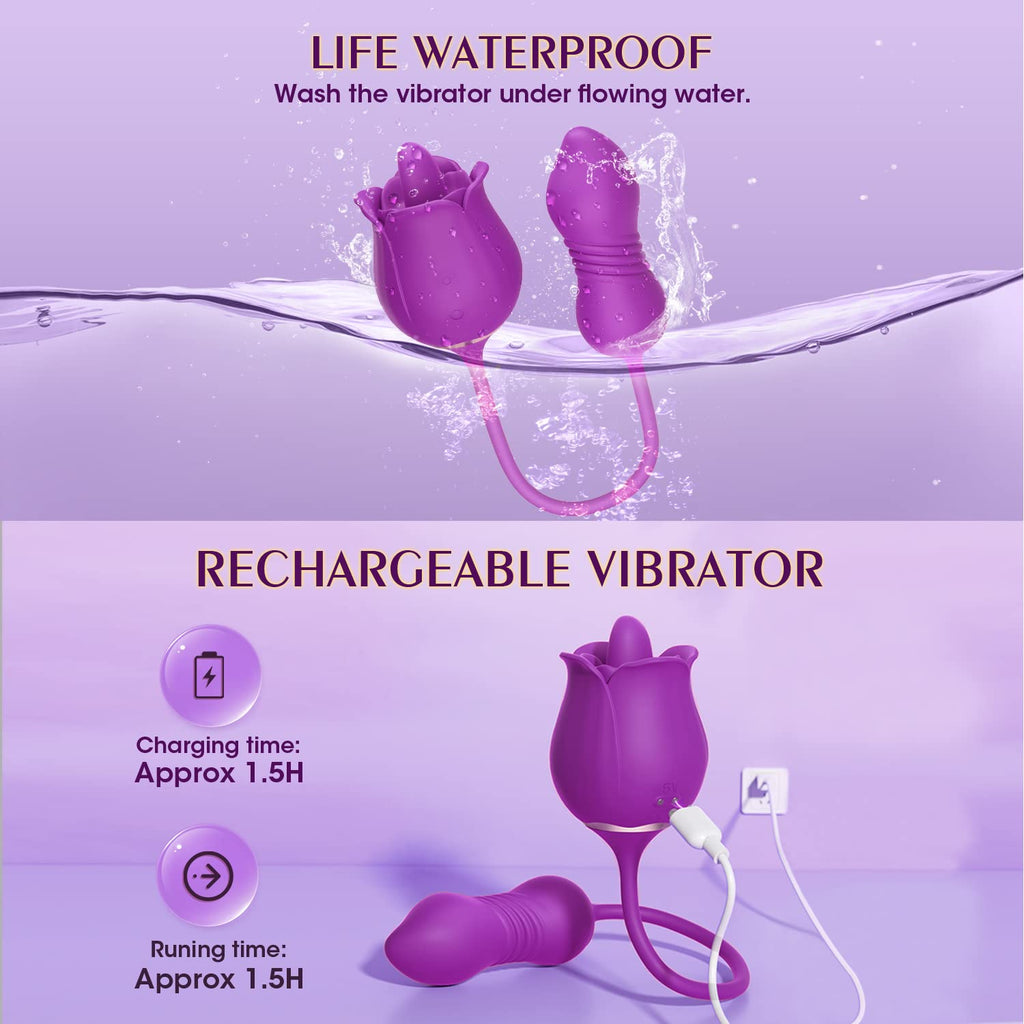 Rose Vibrating Tongue Licking Waterproof Vibrator
