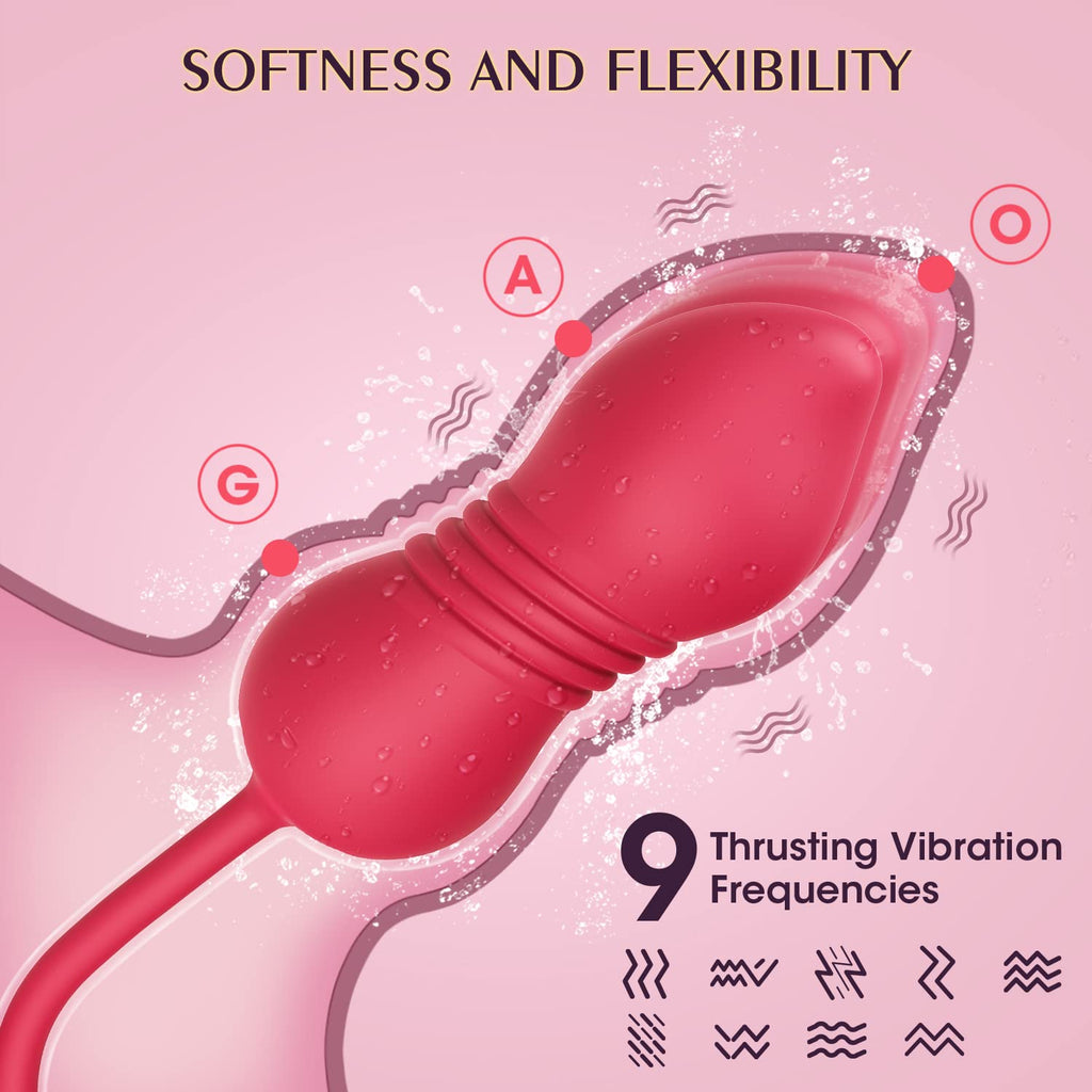 Rose Sex Toys Dildo Vibrator - 3in1 Adult Toys Sex Stimulator for Women with 9 Tongue Licking & Thrusting Dildo G Spot Vibrators