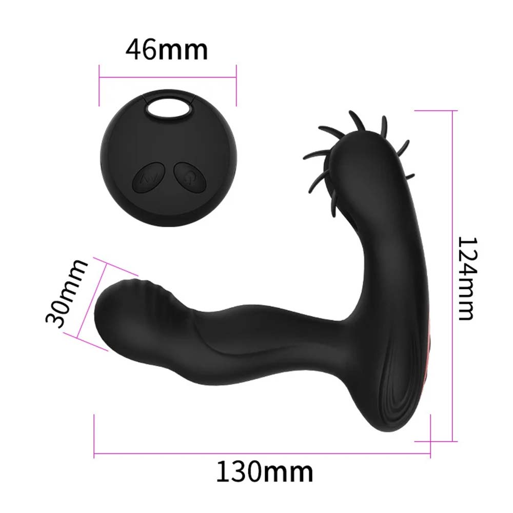 Remote Control Dual Vibrating Heated Tongue Licking Clitoris Stimulator Anal Plug