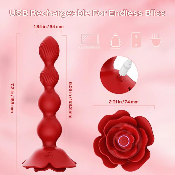 Rose Gyrating Anal Beads