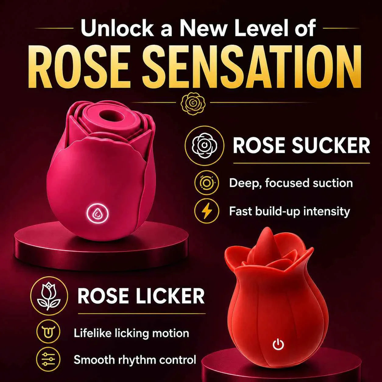 Rose Suction Massager Set with Extra Charging Cable