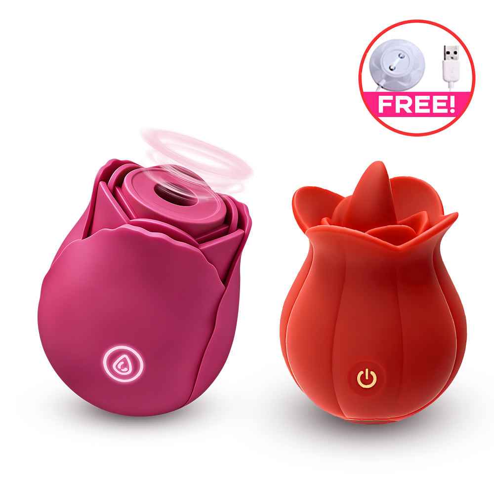 Rose Suction Massager Set with Extra Charging Cable