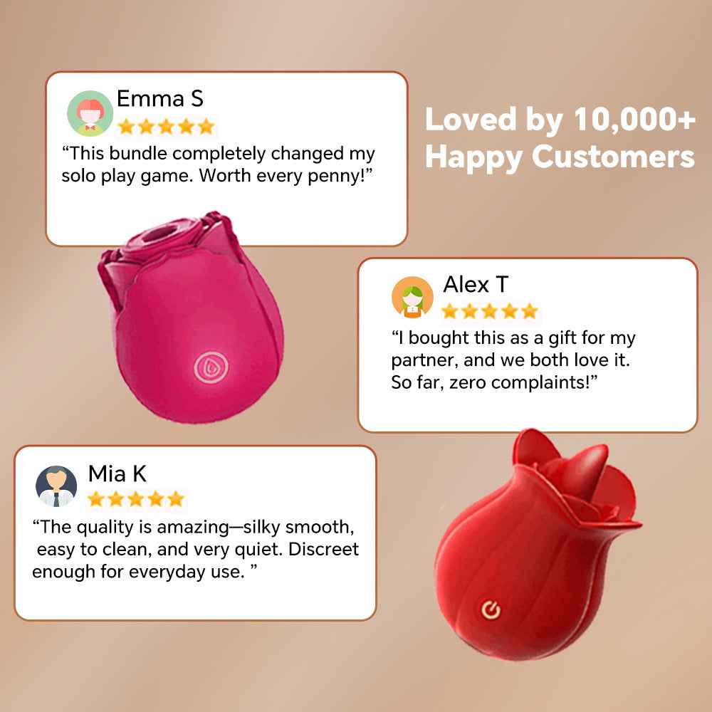 Rose Suction Massager Set with Extra Charging Cable