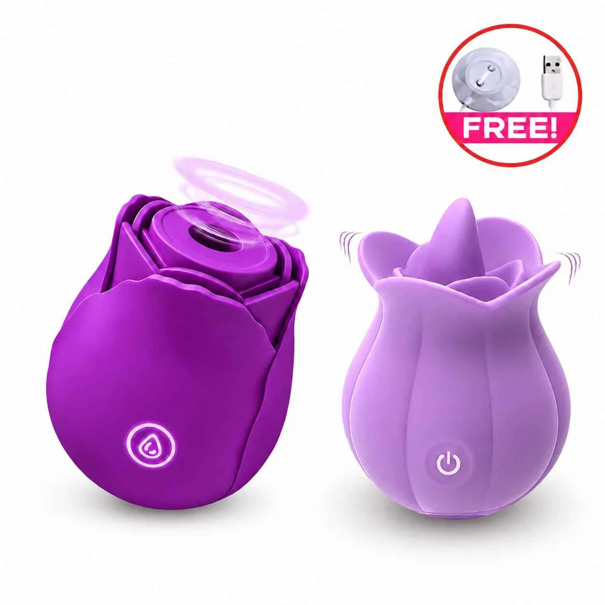 Rose Suction Massager Set with Extra Charging Cable