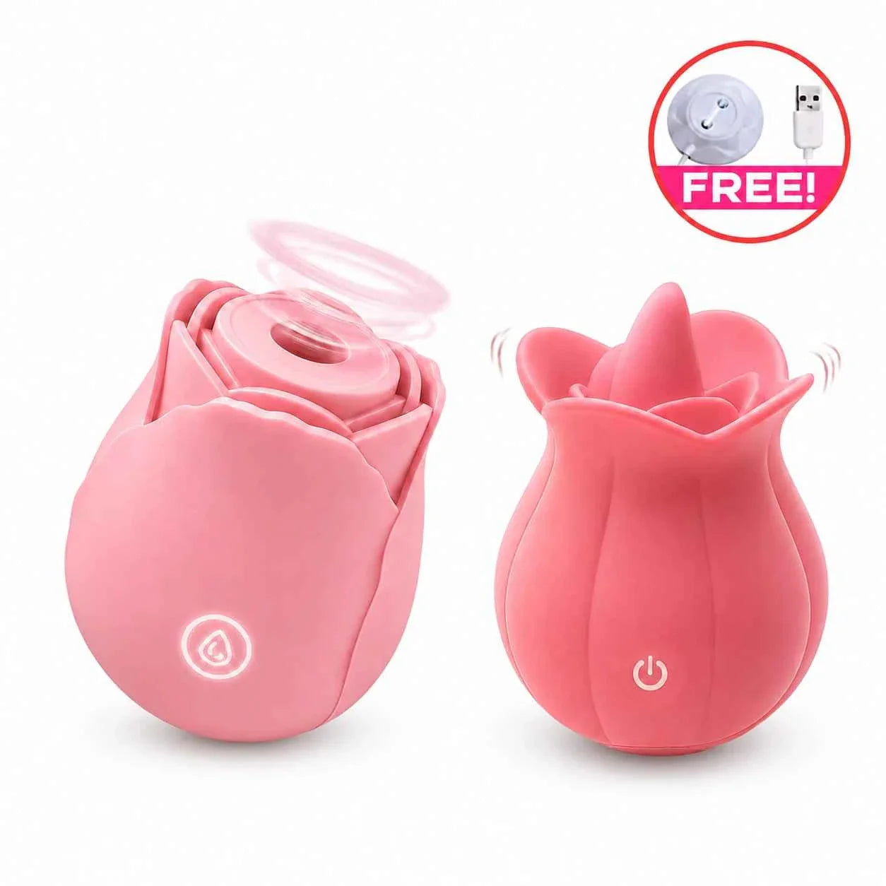 Rose Suction Massager Set with Extra Charging Cable