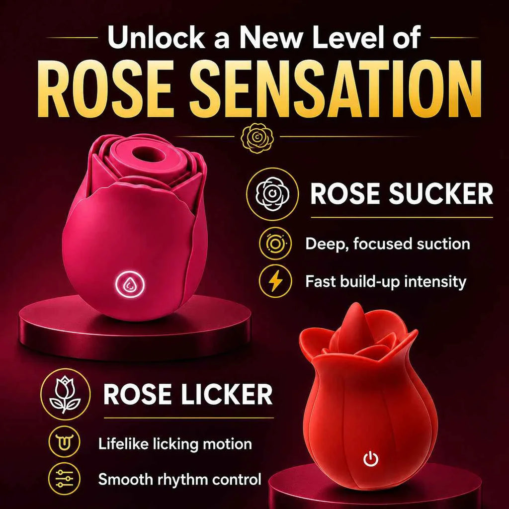 Rose Suction Massager Set with Extra Charging Cable