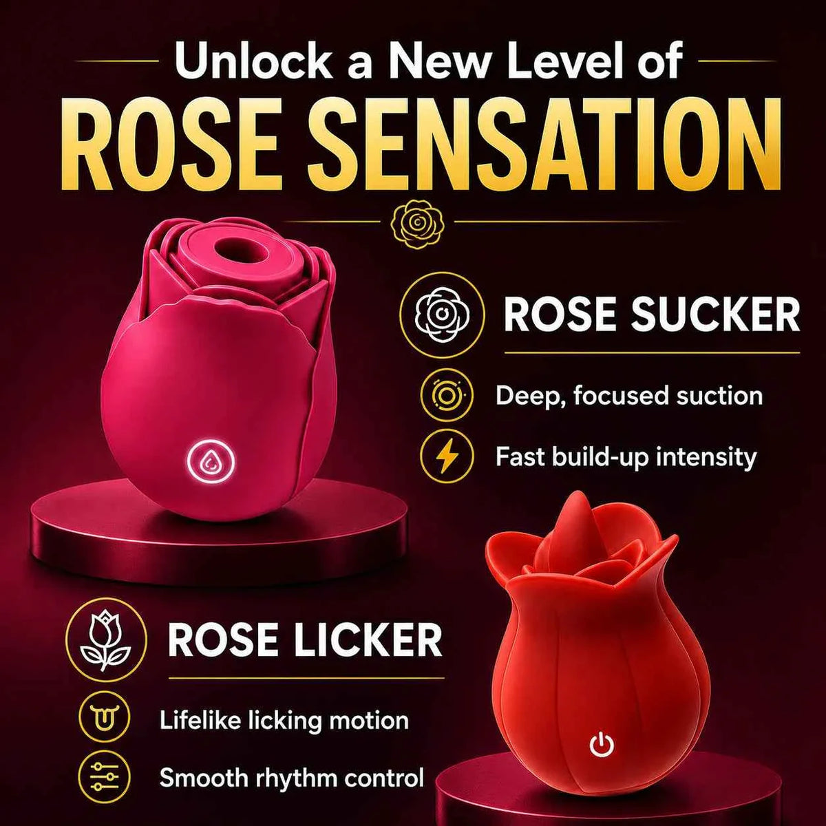 Rose Suction Massager Set with Extra Charging Cable