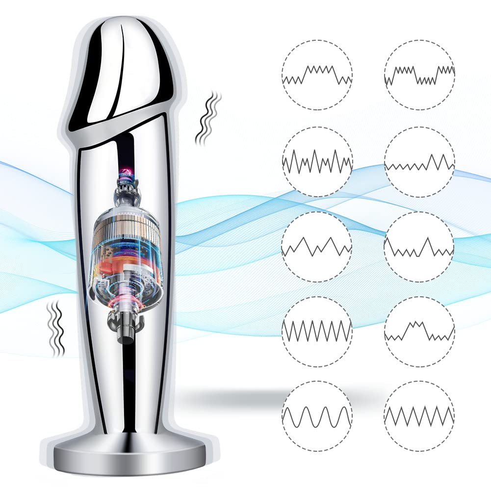 Metal Wireless Remote Control Imitation Dildo Vibrating Butt Plug