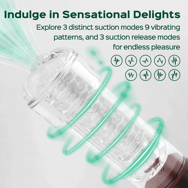 SoloSonic 9 Vibrating Sucking Transparent Electric Masturbation Cup Visual Experience Silicone Soft Suction Male Stroker