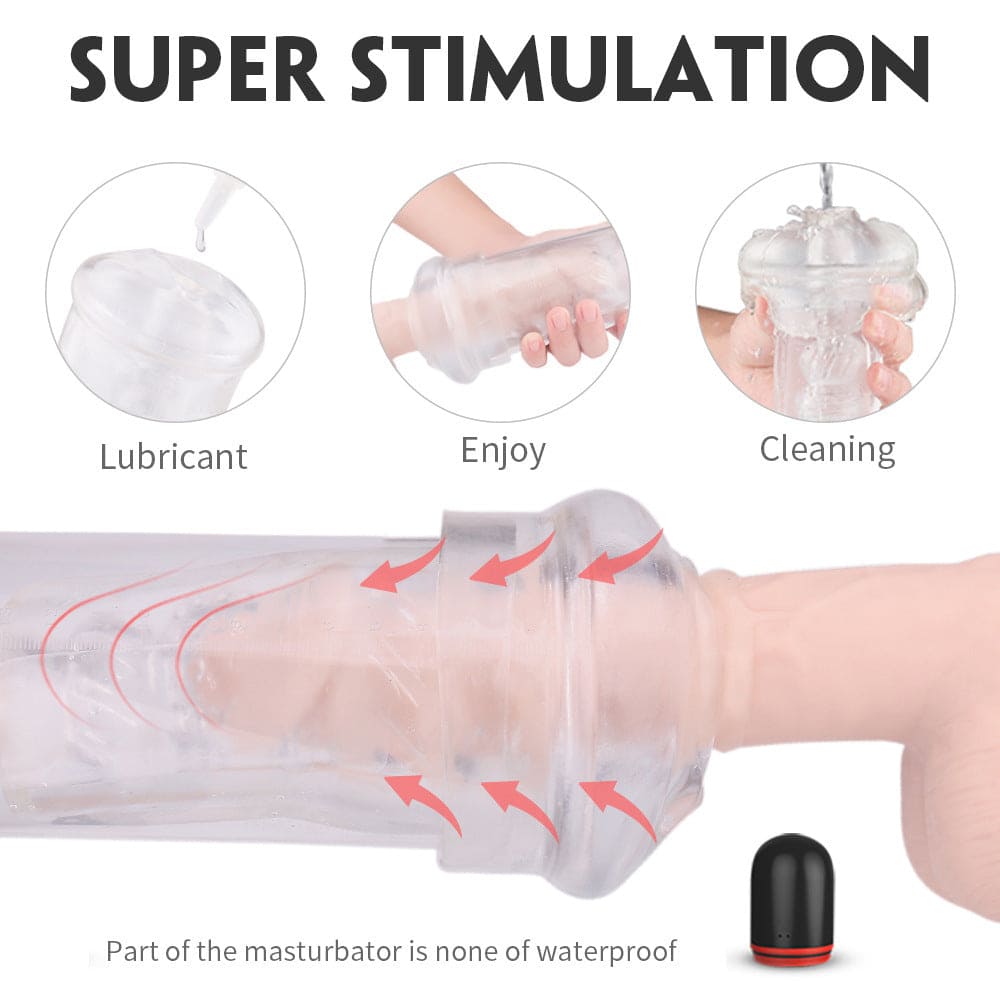 SoloSonic 9 Vibrating Sucking Transparent Electric Masturbation Cup Visual Experience Silicone Soft Suction Male Stroker
