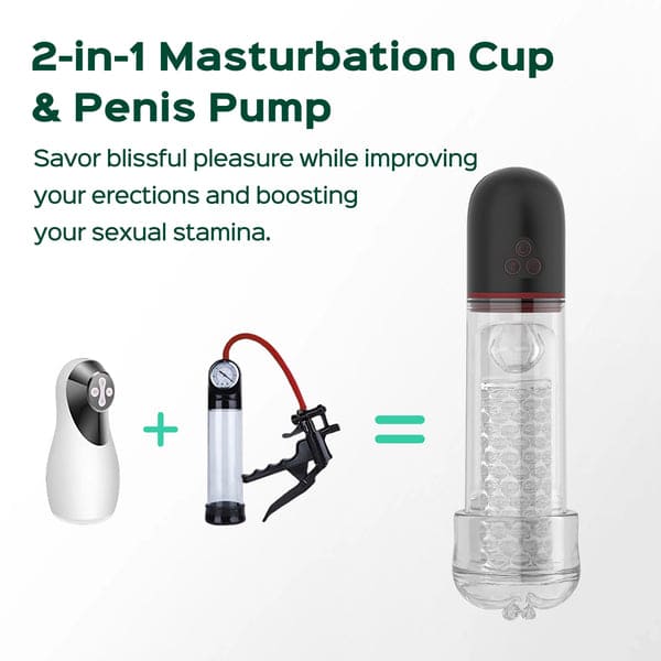 SoloSonic 9 Vibrating Sucking Transparent Electric Masturbation Cup Visual Experience Silicone Soft Suction Male Stroker