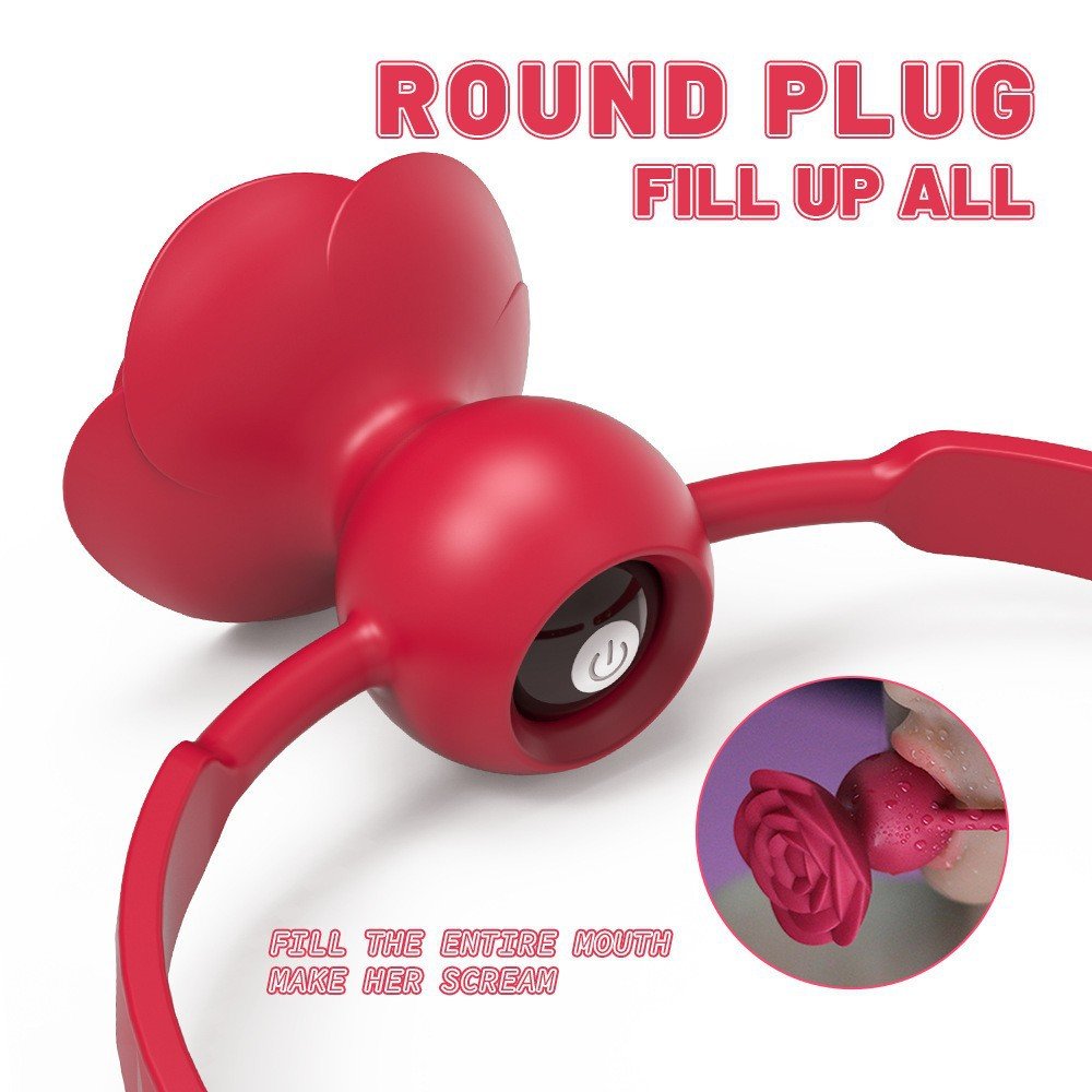 9-Frequency Vibrating Rose Gag With Removable Vibrator