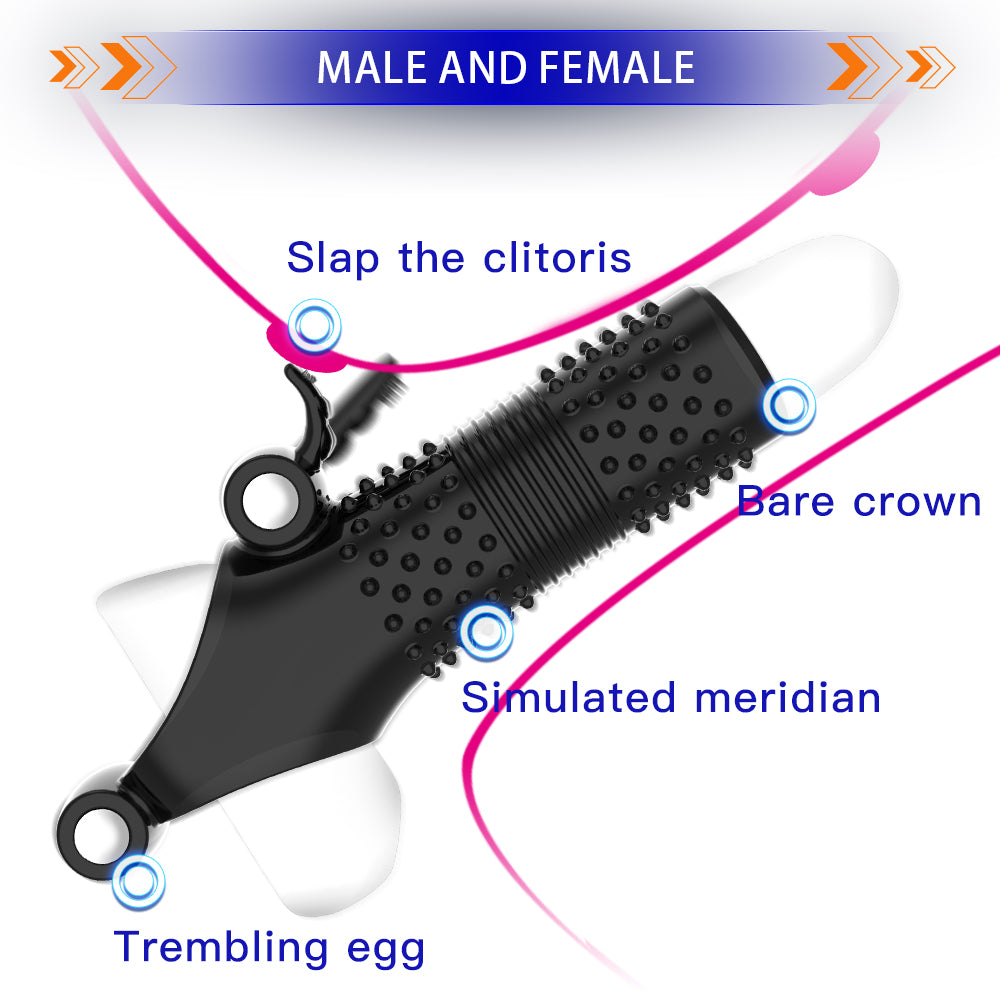Uxol Silicone Textured Erection Transparent Vibrating Penis Sleeve
