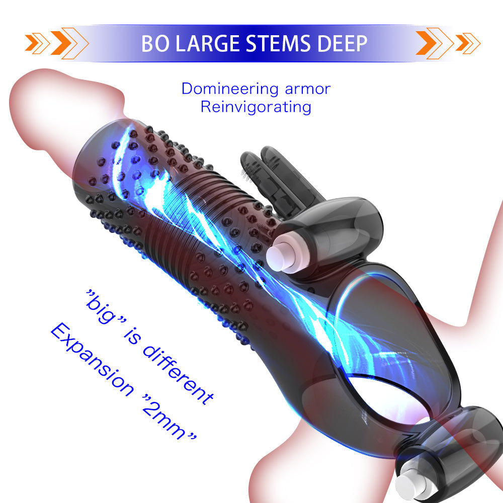 Uxol Silicone Textured Erection Transparent Vibrating Penis Sleeve