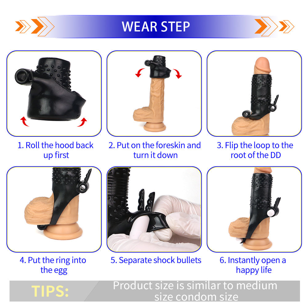 Uxol Silicone Textured Erection Transparent Vibrating Penis Sleeve
