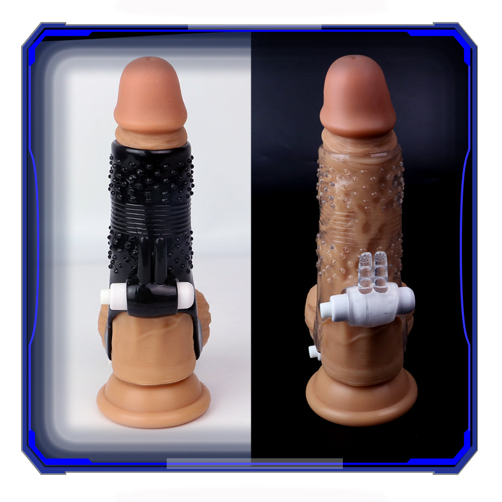 Uxol Silicone Textured Erection Transparent Vibrating Penis Sleeve