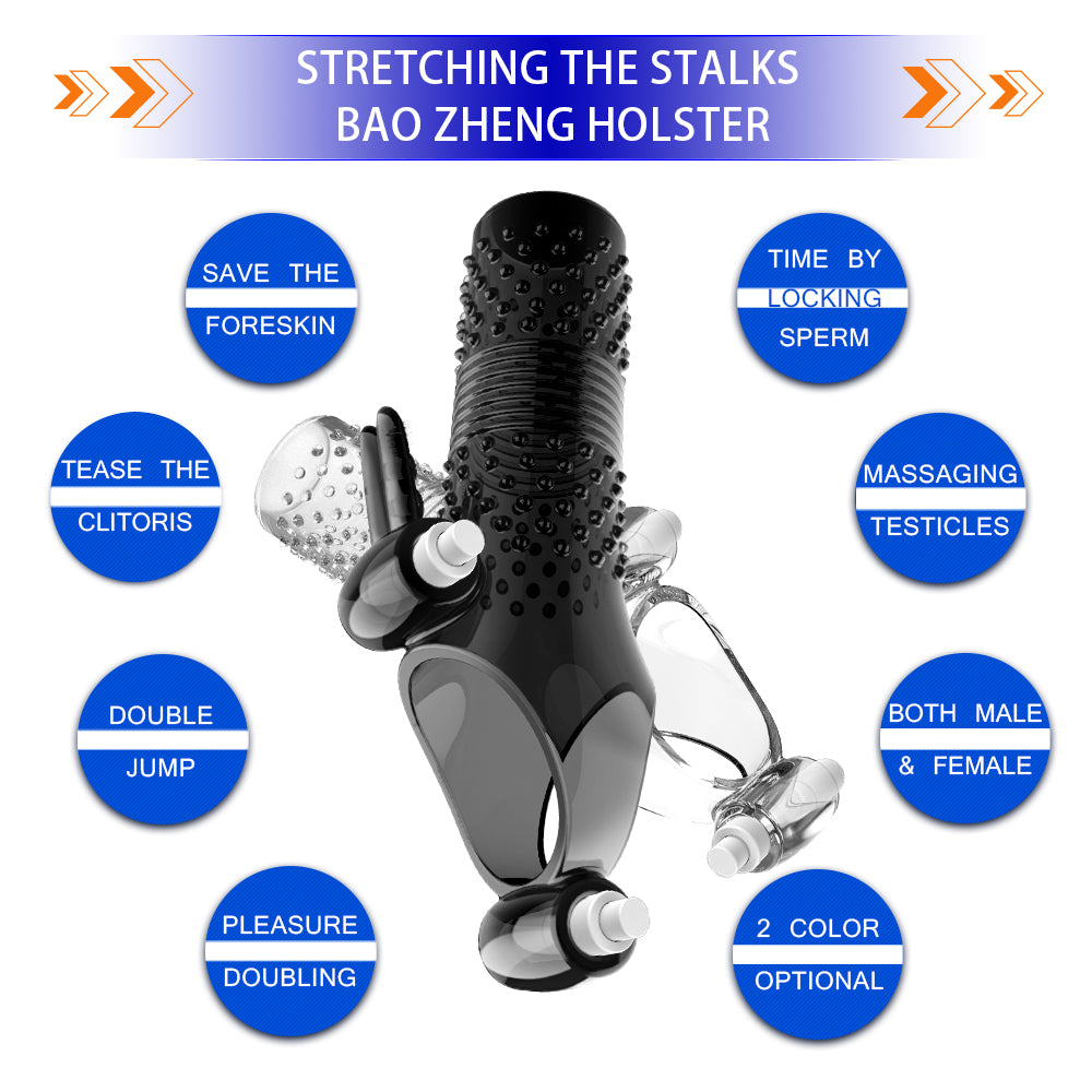 Uxol Silicone Textured Erection Transparent Vibrating Penis Sleeve