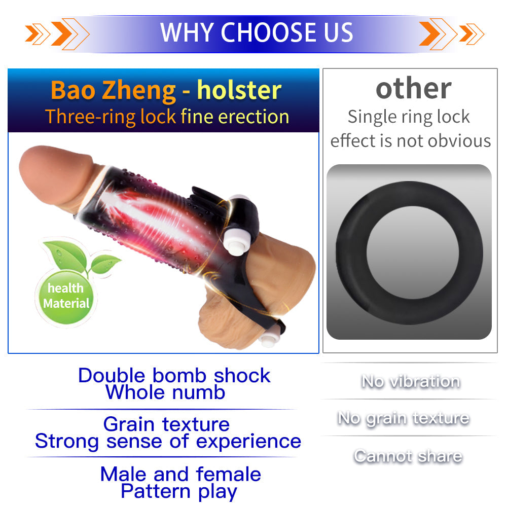 Uxol Silicone Textured Erection Transparent Vibrating Penis Sleeve