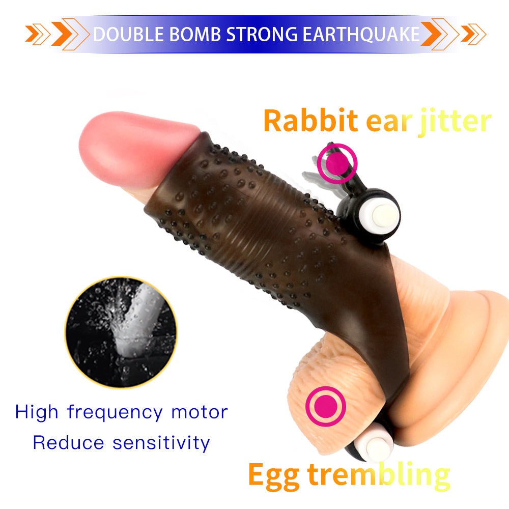 Uxol Silicone Textured Erection Transparent Vibrating Penis Sleeve