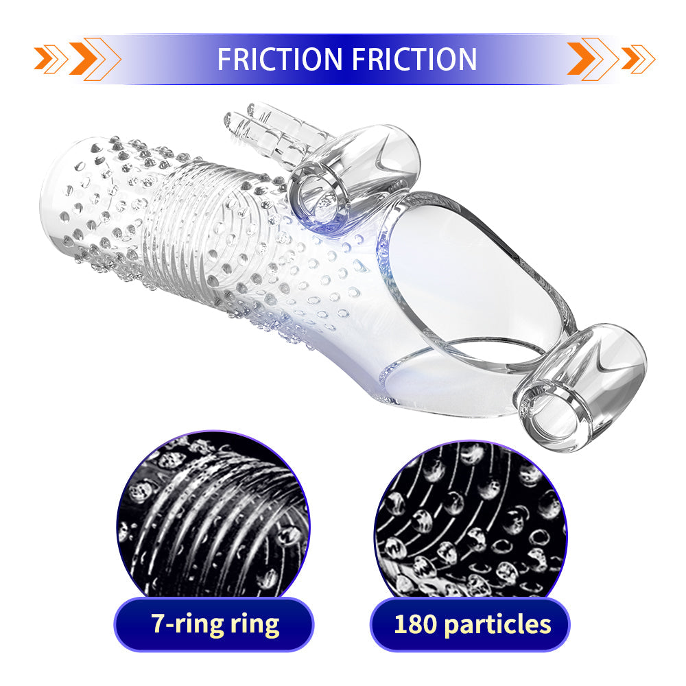 Uxol Silicone Textured Erection Transparent Vibrating Penis Sleeve