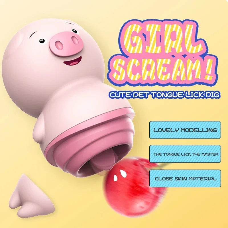 Cute Pig Tongue Licker Female Masturbator
