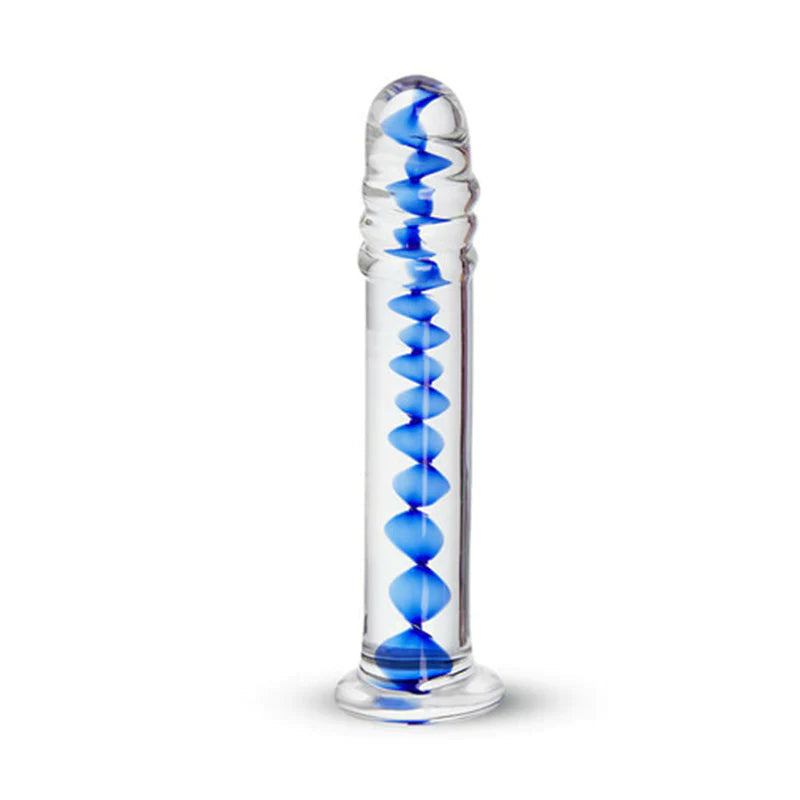 Frozen Sapphire Spiral Glass Dildo G-Spot Sex Toys 6.18 Inch