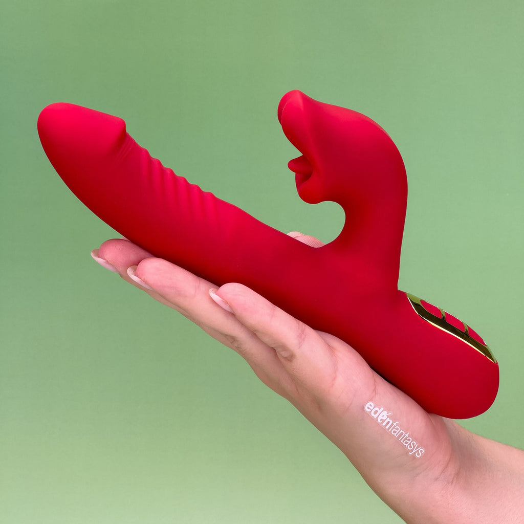 Dual Desire Thrusting Rabbit Vibrator - Red