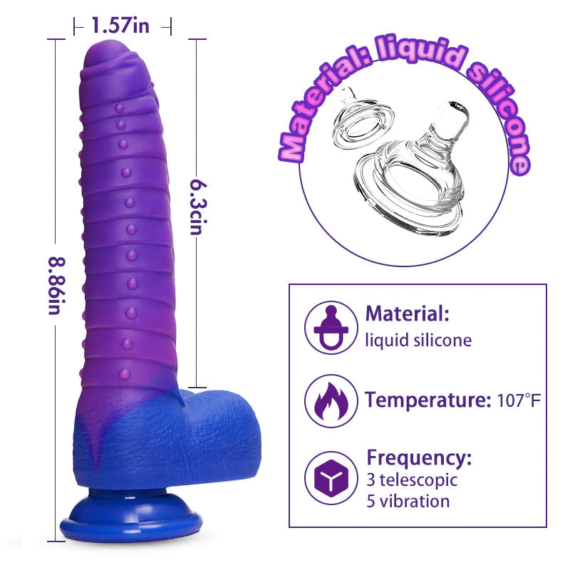 3 Thrusting 5 Vibrating Dildo Heated Colour-Changing Dildo