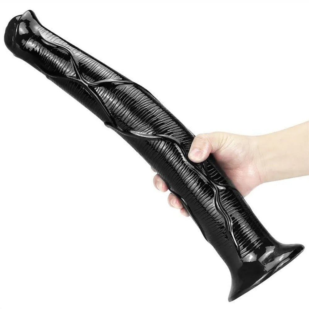 17 Inch Oversized Black Animal Horse PVC Dildo