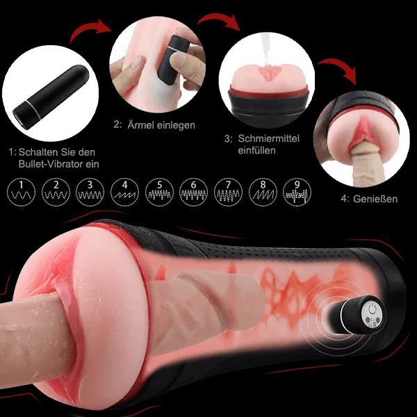9 Vibrating & Sucting Stroker Cup 3D Realistic Blowjob Toy