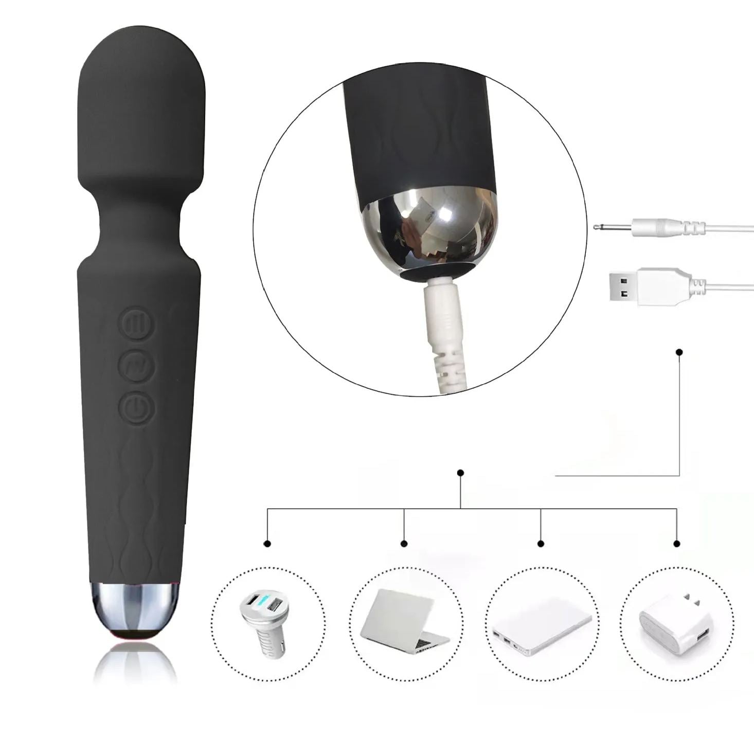 20 Frequency Magic Wand Knight Strong Shock  Nipple Vibrator